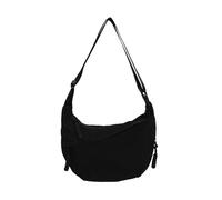 Quantifyn Crossbody Bag, Fashion Plain Color Nylon Crossbody Hobo Bag, 3Braided Zipper Pockets Divider inside, Adjustable Strap (Black)