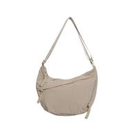 Quantifyn Crossbody Bag, Fashion Plain Color Nylon Crossbody Hobo Bag, 3Braided Zipper Pockets Divider inside, Adjustable Strap (Beige)