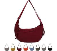 Quantifyn Crossbody Bag, Fashion Plain Color Nylon Crossbody Hobo Bag, Adjustable Strap (Red)