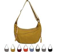 Quantifyn Crossbody Bag, Fashion Plain Color Nylon Crossbody Hobo Bag, Adjustable Strap (Yellow)