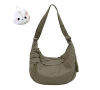Quantifyn Crossbody Bag, Fashion Plain Color Nylon Crossbody Hobo Bag, Built-in Compartments for Easy Storage (Green)