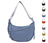 Quantifyn Crossbody Bag, Naturaltly Women's Fashion Plain Color Nylon Crossbody Hobo Bag, Adjustable Straps, for Travels (Blue)