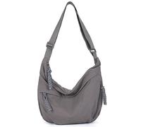 Quantifyn Crossbody Bag, Quantifyn Women Fashion Plain Color Nylon Crossbody Hobo Bag, 3 Woven Zippered Pockets, Adjustable Strap, Divider Inside (grigio)