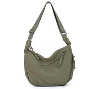 Quantifyn Crossbody Bag, Quantifyn Women Fashion Plain Color Nylon Crossbody Hobo Bag, 3 Woven Zippered Pockets, Adjustable Strap, Divider Inside (verde)