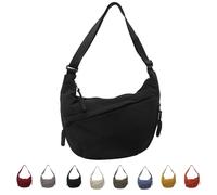 Quantifyn Crossbody Bag, Quantifyn Women Fashion Plain Color Nylon Crossbody Hobo Bag, Adjustable Strap, Lightweight (Black)