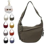 Quantifyn Crossbody Bag, Quantifyn Women Fashion Plain Color Nylon Crossbody Hobo Bag, Divider Inside, Adjustable Strap (Green)