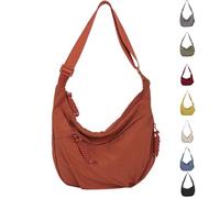 Quantifyn Crossbody Bag, Quantifyn Women'S Fashion Plain Color Nylon Crossbody Hobo Bag,Divider Inside,for Commute (Orange)