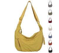Quantifyn Crossbody Bag, Quantifyn Women'S Fashion Plain Color Nylon Crossbody Hobo Bag,Divider Inside,for Commute (Yellow)