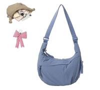 Quantifyn Crossbody Bag, Women Fashion Plain Color Nylon Crossbody Hobo Bag, Divider Inside Adjustable Strap for All Daily (Blue B)