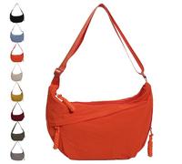 Quantifyn Crossbody Bag, Women's Fashion Plain Color Nylon Shoulder Crescent Bags, Lightweight Adjustable Crossbody Hobo Bags (Orange)