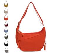 Quantifyn Crossbody Bag, Women's Plain Color Nylon Hobo Bag, Adjustable Strap, 3 Braided Zipper Pockets Divider inside (Orange)