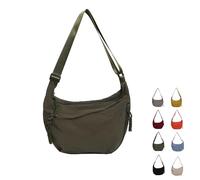 Quantifyn Women’s Nylon Crossbody Hobo Bag - Adjustable Strap, 3 Braided Zipper Pockets with Divider for Daily Use (Green)