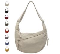 Quantifyn Women'S Fashion Plain Color Nylon Crossbody Hobo Bag, Nylon Crossbody Bags For Women, Quantifyn Crossbodys Bag (Beige)