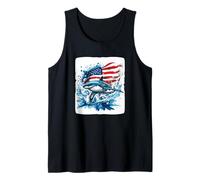 Quanto è bello questo costume da squalo con bandiera USA Canotta