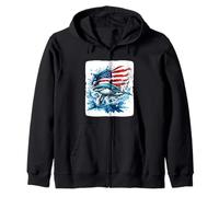 Quanto è bello questo costume da squalo con bandiera USA Felpa con Cappuccio