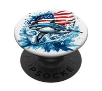 Quanto è bello questo costume da squalo con bandiera USA PopSockets PopGrip Adesivo