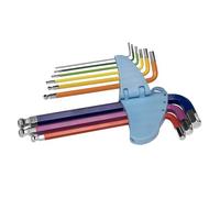 Quantool Set chiavi a brugola 9 pz., esagono interno, temprate | Q25030 | Estremità colorate per riconoscere la misura, punte di precisione con aderenza perfetta nel cavo esagonale