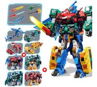QUANTUM HEROES DINOSTER 4 in 1 Trasformabile Mega Robot Metatron, 16,14 pollici, Carro e Robot Trasformabile per Bambini di 5 6 7 8 9 10 anni, Multicolore