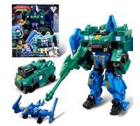 QUANTUM HEROES DINOSTER Robot trasformatore 2 in 1 Stego Blast Wing, 7,28 pollici, Carro e Robot Transformable Giocattoli per bambini e bambine di 5 6 7 8 9 10 anni