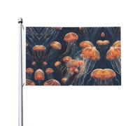 Quantum Jellyfish Swarm Bandiera da giardino double-face, 90 x 150 cm, resistente allo sbiadimento, per portico, balcone, prato, da appendere in interni ed esterni, asta non inclusa