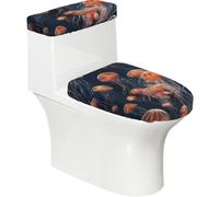 Quantum Jellyfish Swarm - Set di 2 copriwater con coperchio del serbatoio, elastico, per WC a forma di U e allungati, decorazione per il bagno, regalo di inaugurazione della casa