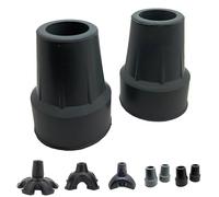 Quantum Leap Confezione da 2 puntali in gomma resistente da 22 mm aggiunti rondella in metallo per una maggiore resistenza, punte per stampelle, piedi per bastone da passeggio o bastoni da camminare, punte in gomma (22 mm nero)