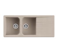 Lavello Quareco Incasso 2 Vasche Con Gocciolatoio 116x50 Prime 116 Granito Avena Qlp116av