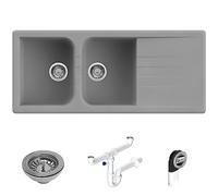 Lavello Cucina 2 vasche Quareco 116x50 Prime 116 Granito Grigio QLP116GR