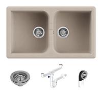 Lavello Quareco incasso 2 vasche 86x50 Prime 862 Granito Avena QLP862AV