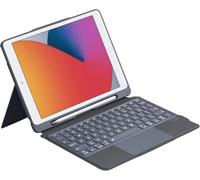 QUARK Custodia per iPad di 9a generazione con tastiera, trackpad multi-touch, retroilluminazione a 7 colori, tastiera magnetica staccabile con portamatite per iPad 9a/8a/7a generazione 10,2", nero