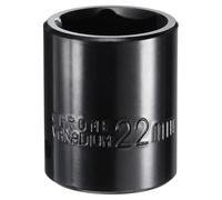 QUARKZMAN 1/2" Drive 6 Point Pneumatic Socket 22mm Metric Shallow Impact Socket Chrome Vanadium Steel Square Drive 6-Point Sockets Mechanic Hand Tool for Pneumatic Wrench, Black