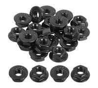 QUARKZMAN 1/4-20 Dadi Autobloccanti Esagonali Flangiati Scanalati, 20pz Dado Flangiato Esagonale Antiscivolo Acciaio Inossidabile 304, Filettatura Completa, Finitura Lucida, Nero