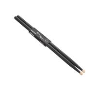 QUARKZMAN 1 Coppia Bacchette per Batteria in Legno Acero con Impugnature Antiscivolo 7A Nero Bacchette Classiche con Punta in Legno per Strumenti Musicali a Percussione