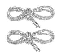 QUARKZMAN 1 Coppia Lacci per Scarpe con Strass - Lunghezza 39" Diametro 0,16" - Cordoni Brillanti con Cristalli per Sneakers Pantaloni Tuta Abiti - Bianco