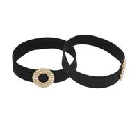 QUARKZMAN 1 Paio Di Fascette Per Scarpe Con Tacco Alto, Fascia Elastica Rimovibile Antiscivolo Per Donne Scarpe Con Tacco Alto Sandali Pantofole, Nero, Doppio Cerchio Con Strass