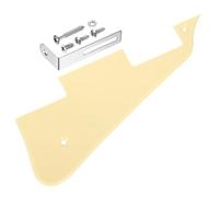 QUARKZMAN 1 Ply LP Guitar Pickguard, 2-Hole Electric Guitar Pickguard Scratch Plate With Silver Chrome Bracket For Les Standard Series, Beige