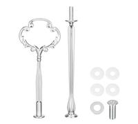QUARKZMAN 1 Set Maniglia per Vassoio Torta Cupcake Piatto Dolce Accessori Supporto Asta per Stand Torta Matrimonio Festa, 2 Livelli Fiore Argento
