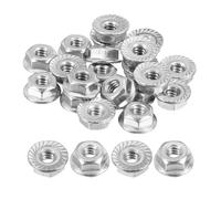 QUARKZMAN #10-24 Dadi Autobloccanti Esagonali Flangiati Scanalati, 20pz Dado Flangiato Esagonale Antiscivolo Acciaio Inossidabile 304, Filettatura Completa, Finitura Lucida, Argento