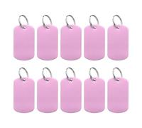 QUARKZMAN 10 Etichette Vuote in Alluminio per Incisioni, Etichette Vuote in Metallo Ovale con 10 Portachiavi Vuoti per Etichette per Animali Personalizzate Fai-da-Te, Rosa