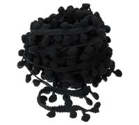 QUARKZMAN 10 Iarde di Nastro con Pom Pom Ball Fringe Trim, Accessorio per Cucito Fai da Te per Decorazione di Tende, Abbigliamento, Cuscini (8mm, Nero)