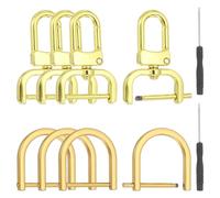 QUARKZMAN 10 Pc Ganci A Snodo Girevoli, Ganci A Pressione Snodabili Con Anelli A D E Cacciavite Per Cinturine Borsette Portachiavi Fai Da Te Accessori (Oro K, 0.98 Pollici)