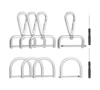 QUARKZMAN 10 Pc Ganci Girevoli Con Chiusura A Scatto, Ganci A Pressione Girevoli Con Anelli A D E Cacciavite Per Cinture Borsette Portachiavi DIY Accessori (Argento, 1.5 Pollici)