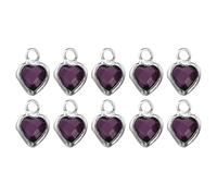 QUARKZMAN 10 Pcs Cristallo Cuore Placcato Argento Charm, Pendente Metallico Per Creare Gioielli DIY Bracciale Collana Orecchini Accessori Telefono Portachiavi Creazioni, Viola, 9x7mm