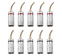 QUARKZMAN 10 Pcs Spinotto Banana A Perno Flessibile, 8.5mm (5/16") Spinotto Banana Presa Jack, 2mm Spinotti Banana Dorati Per Terminali A Molla, Cavo Altoparlante, Finitura Opaca