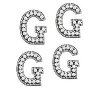 QUARKZMAN 10 Pezze Lettere da Cucire A Ferro, Lettera G Applique Alfabeto Strass Perle Lettera Inglese Patch da Cucire per Abbigliamento Cappello Jeans Scarpe Craft Fai da Te, Bianco/Nero