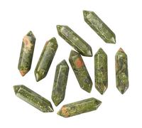 QUARKZMAN 10 Pezzi Cristalli di Quarzo Lucidati Sfusi Forma Esagonale | Turchese Verde Floreale, Gemma Meditazione, per Gioielli, Equilibrio Energetico, Accessori Regalo