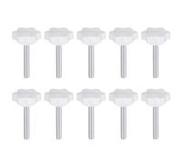 QUARKZMAN 10 Pezzi Manopole a Stella M5 x 35mm Filettatura Maschio 25mm Vite di Serraggio a Mano 6-Punte Pomello in Plastica Maniglia Filettata di Ricambio, Bianco