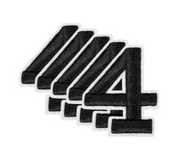 QUARKZMAN 10 Pezzi Numeri Adesivi Altezza 2,4" Numero 4 Numeri Ricamati decorarereretivi per Riparazione Termoadesivi/Cuciti Applicazioni Ricamo Nero