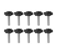 QUARKZMAN 10 Pezzi Pomelli a Stella M8 x 35mm Vite Filettata in Acciaio Inossidabile 304, 32mm Manopola Zigrinata Vite a Testa Zigrinata a 6 Stelle Plastica Impugnatura Manopola, Nero