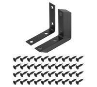 QUARKZMAN 10 Set L Angolo Staffa Angolo Rinforzo Giunto Metallico Staffe Ad Angolo Retto con Viti per Scaffalature in Legno, Nero, 2.36"x0.59"x2.36"